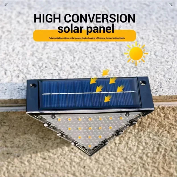Set 2 Lampi Solare LED pentru Trepte si Terasa – Triunghiulara, 22 LED, Lumina Calda, Impermeabila