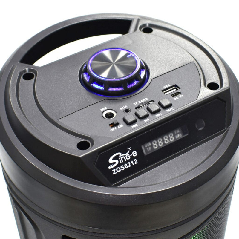 Boxa portabila Bluetooth cu difuzoare duale 8 inch, microfon karaoke, sunet puternic, lumini LED, autonomie mare