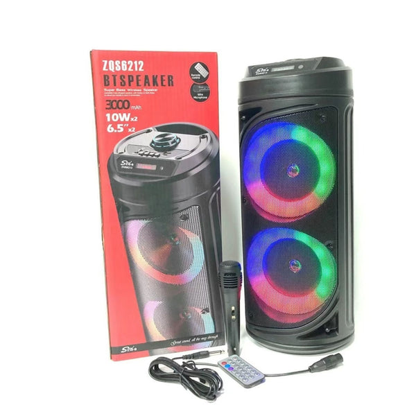 Boxa karaoke portabila Bluetooth cu microfon wireless, lumini LED RGB, 8 inch, ideala pentru petreceri si evenimente