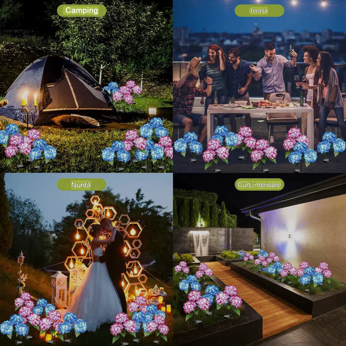Set 2x Lampa Solara Decorativa Hortensie 70cm LED IP66 Panou Solar Integrat - detaliu produs