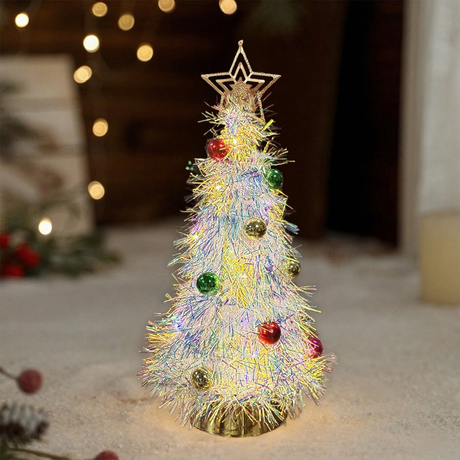 Mini Brad Craciun Decorativ Artificial 60cm cu Ornamente si Lumini LED - detaliu produs