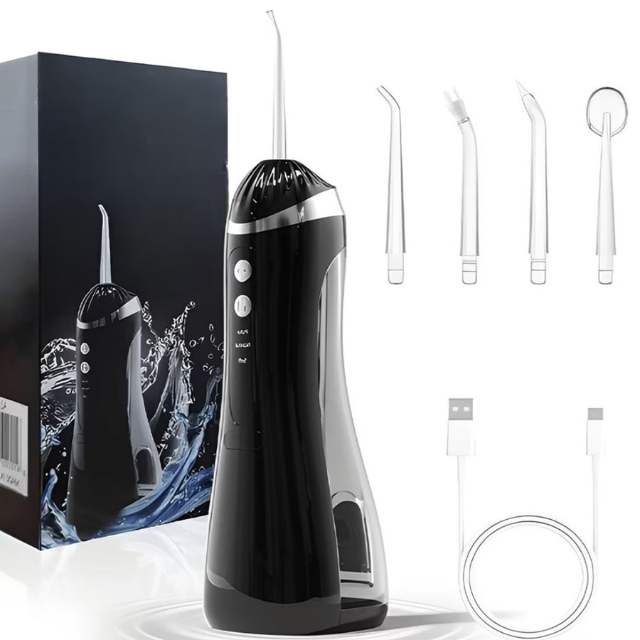 Irigator Oral Portabil Reîncărcabil USB – 1400 impulsuri/min, 4 moduri, 8 intensități, rezervor 200 ml, 6 duze - detaliu produs