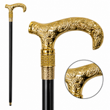 Baston Elegant Auriu cu Maner Ornamental Sculpturat Baston Clasic Premium - detaliu produs