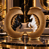 Statuetă Decorativă Premium cu Cal Alb în Semilună Aurie, din Rășină Finisată – 24 × 18 cm - imagine principala