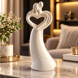 Statuetă Decorativă Cuplu cu Inimă, Rășină Finisată – 14 × 6 × 5,5 cm - detaliu produs