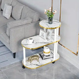 Masuta Laterala 3 Niveluri Alb Auriu 65x30x63 cm Cadru Metalic Rafturi PAL - detaliu produs