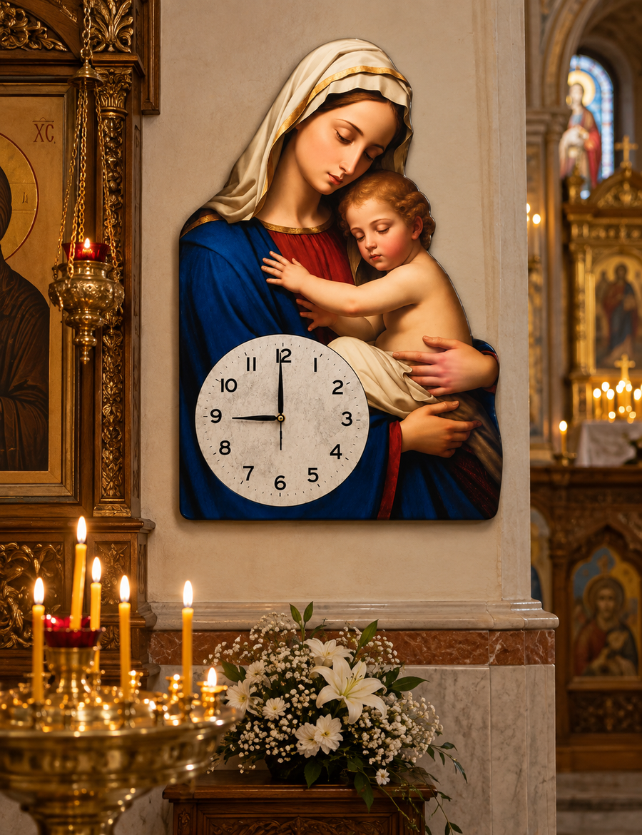 Ceas de Perete cu Isus Cristos Design Religios Mecanism Quartz 30cm - detaliu produs