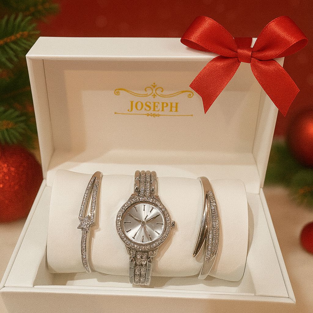 Set Ceas Elegant Dama cu Bratari Decorate cu Cristale