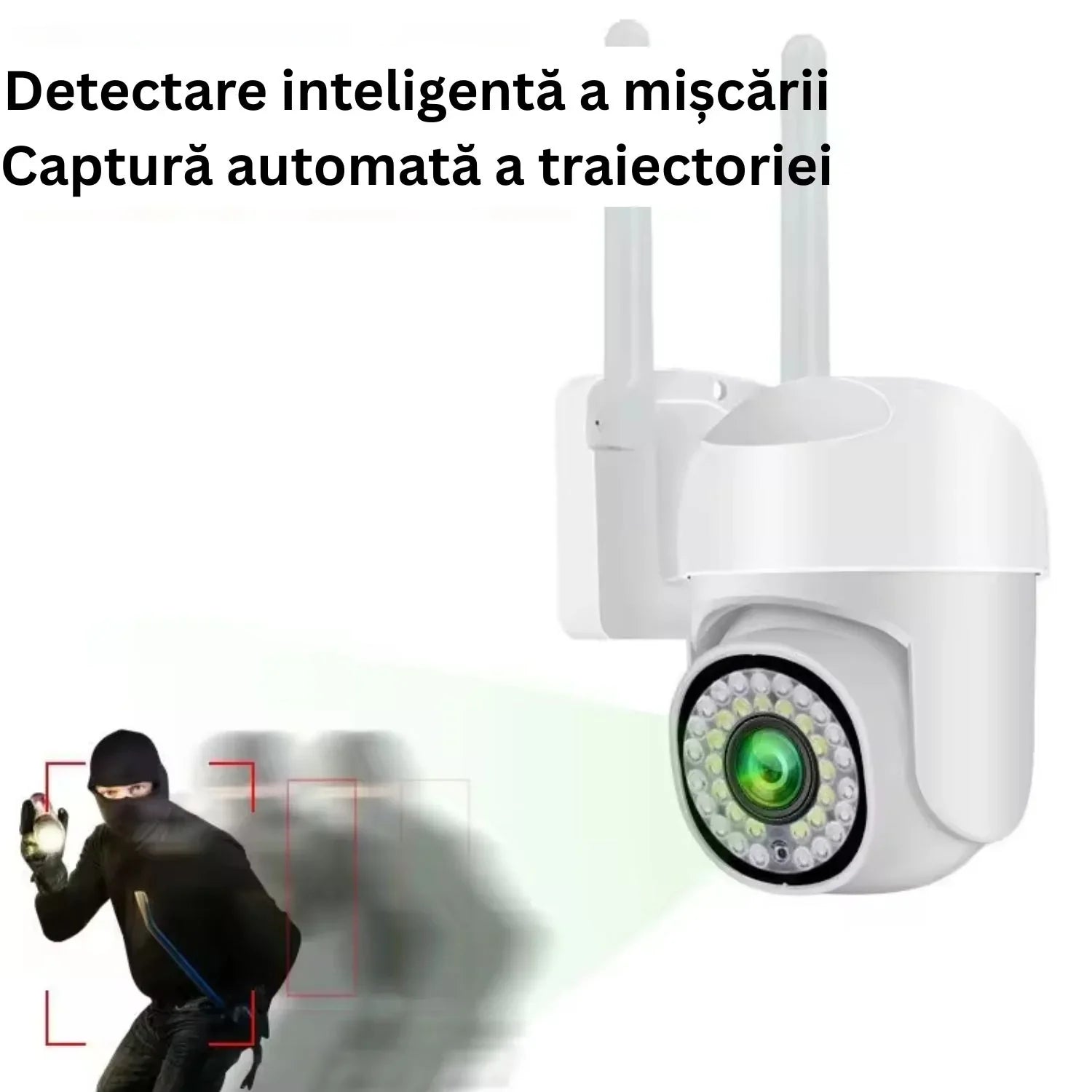 Camera de supraveghere WiFi pentru exterior cu Card 32GB Inclus, HD panoramica, vedere nocturna, audio bidirectional, rezistenta la apa, 2MP sau 3MP