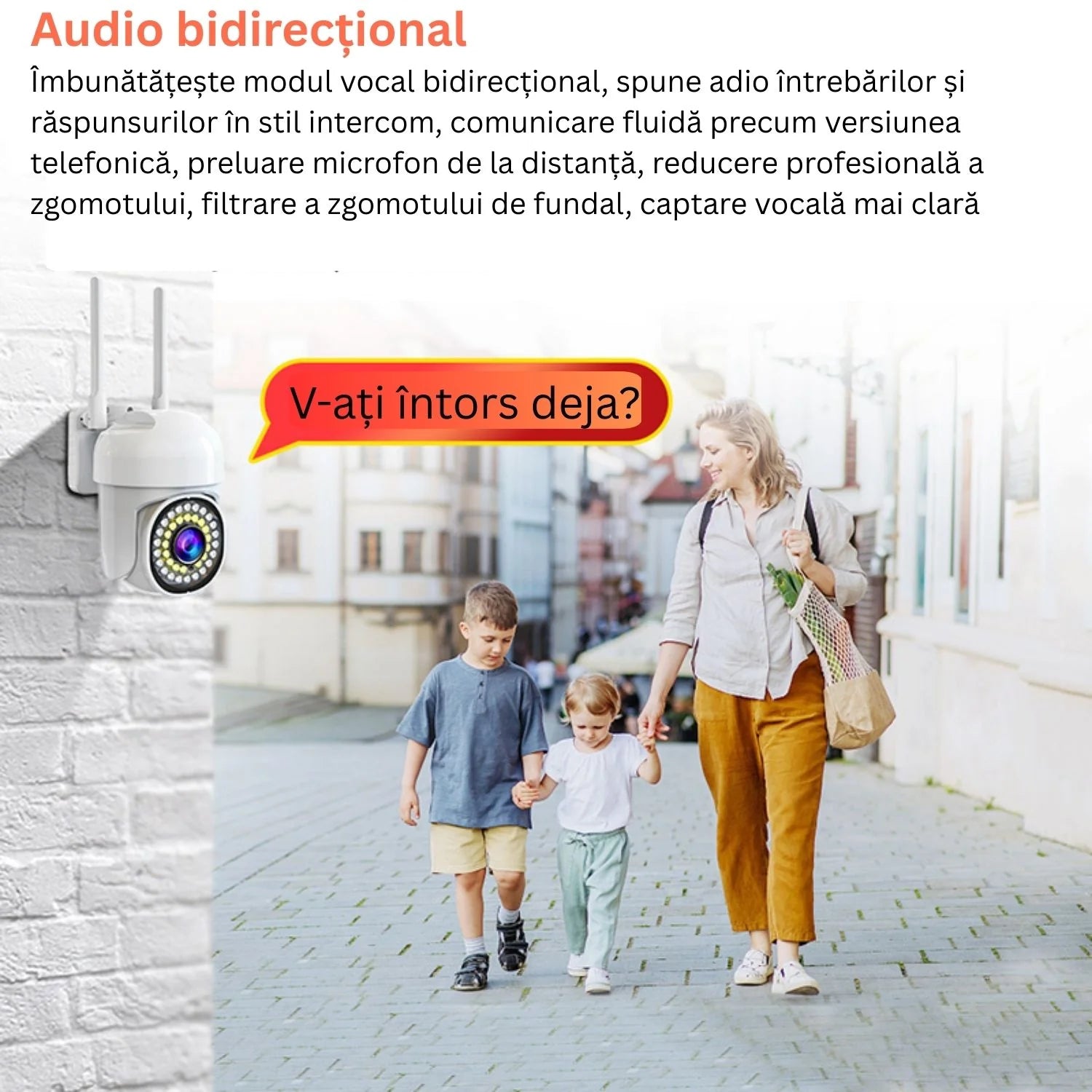 Pachet Camera de supraveghere WiFi pentru exterior cu Card 32GB Inclus, HD panoramica, vedere nocturna, audio bidirectional, rezistenta la apa, 2MP sau 3MP