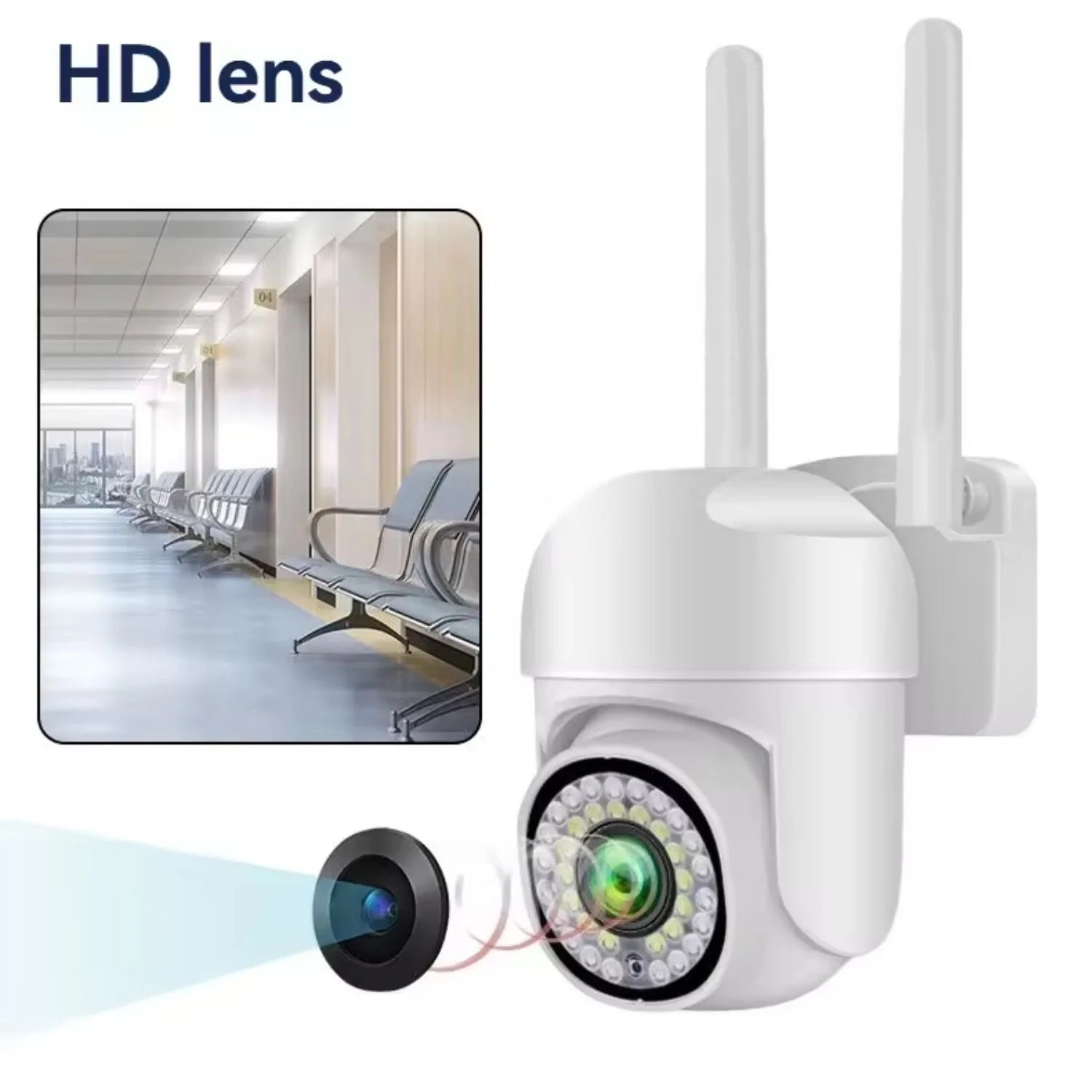 Pachet Camera de supraveghere WiFi pentru exterior cu Card 32GB Inclus, HD panoramica, vedere nocturna, audio bidirectional, rezistenta la apa, 2MP sau 3MP