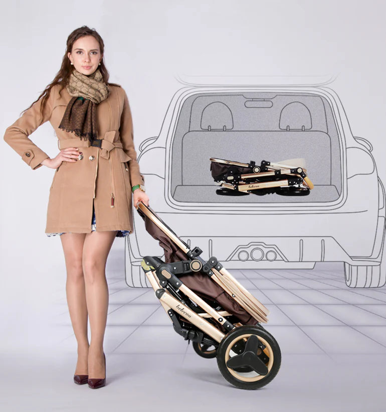 RESIGILAT  - Carucior 2 in 1 pentru copii, pliabil, cu suspensii, transformabil landou-sport, 0-36 luni, cos pentru accesorii