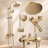 Coloana Dus Premium Gold Brush Efect Ploaie 3 Functii Baterie Monocomanda Perete - detaliu produs