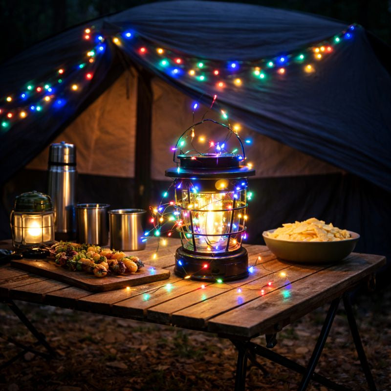 Felinar de gradina cu incarcare solara, senzor de miscare + sir cu lumini led 10M integrat