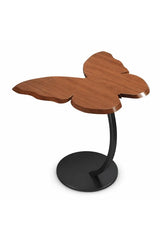 Masuta Laterala in Forma de C Blat Lemn Fluture Cadru Metalic Living Birou - imagine principala