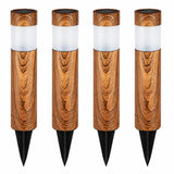 Set 4 Lampi Solare LED pentru Gradina si Alei Aspect Lemn Natural Aprindere Automata - detaliu produs