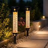 Set 2 Termometre Solare de Gradina cu Lampa LED Afisaj Dual Celsius Fahrenheit 35cm Negru - detaliu produs