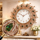 RESIGILAT - Ceas de perete decorativ 70 cm model pene de paun design elegant premium silentios