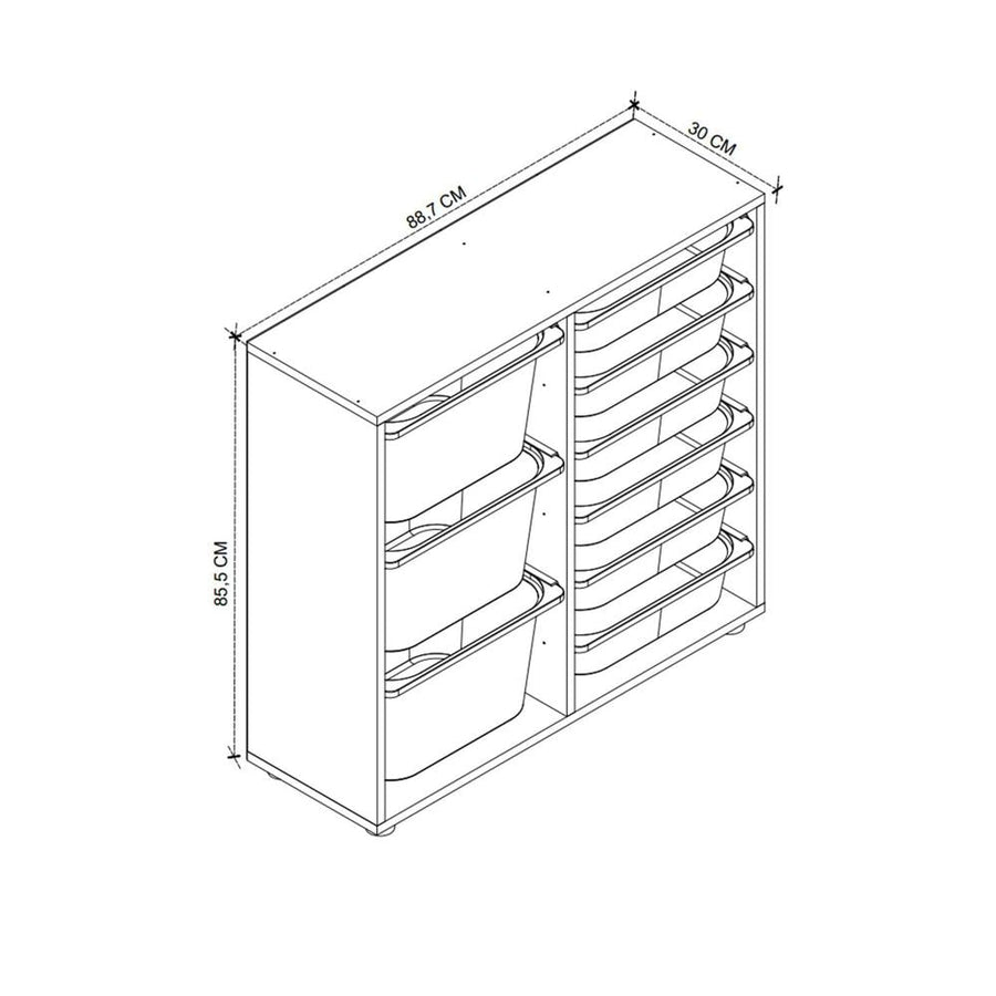 Dulap multifuncțional cu 9 coșuri, 3 nivele,  88,7 x 30 x 85,5 cm