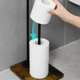 Suport Hartie Igienica cu Depozitare Reviste 2 Blaturi MDF Structura Metalica 73cm Negru - imagine principala