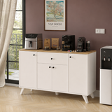 RESIGILAT - Dulap multifunctional 120x43,4x89 cm, cu 4 usi si sertare, pentru bucatarie, camara sau colt de cafea, alb