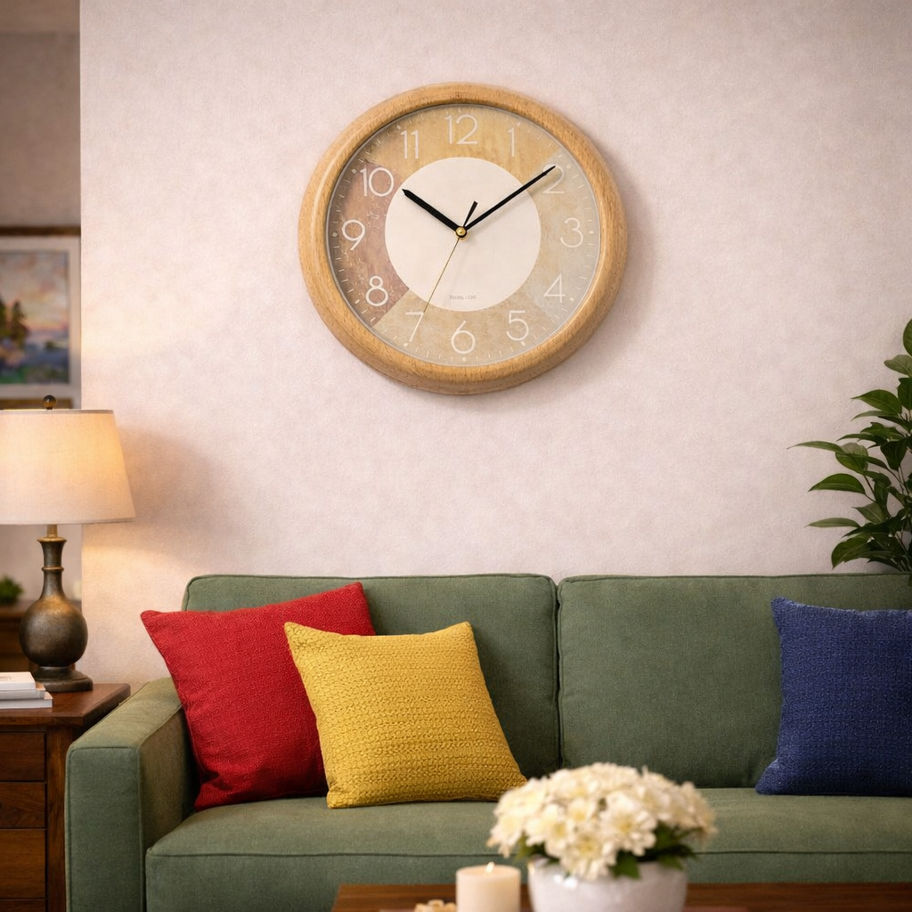 Ceas decorativ de perete 30 cm aspect lemn modern