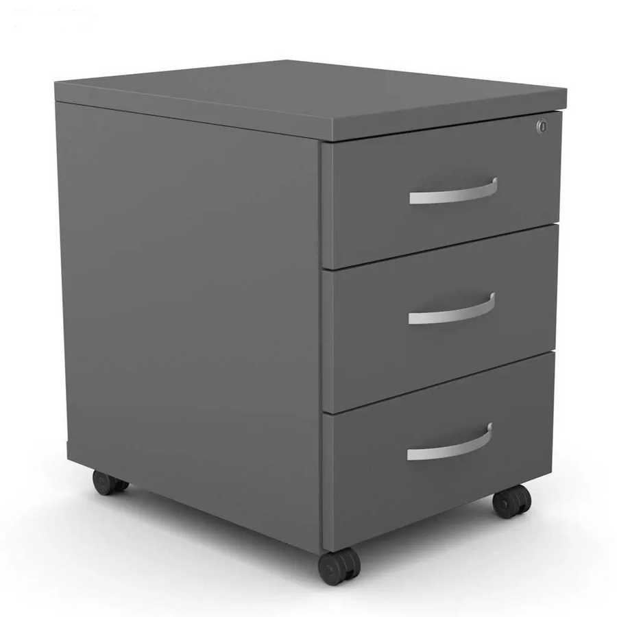 Dulap Mobil  cu 3 Sertare, Închidere cu Cheie și Roți, Alb – 63 × 48 × 40 cm - detaliu produs