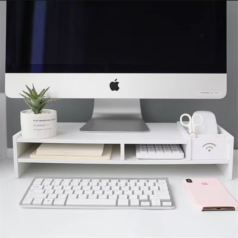 Suport pentru monitor cu 2 niveluri, 49 × 20,4 × 10 cm, alb