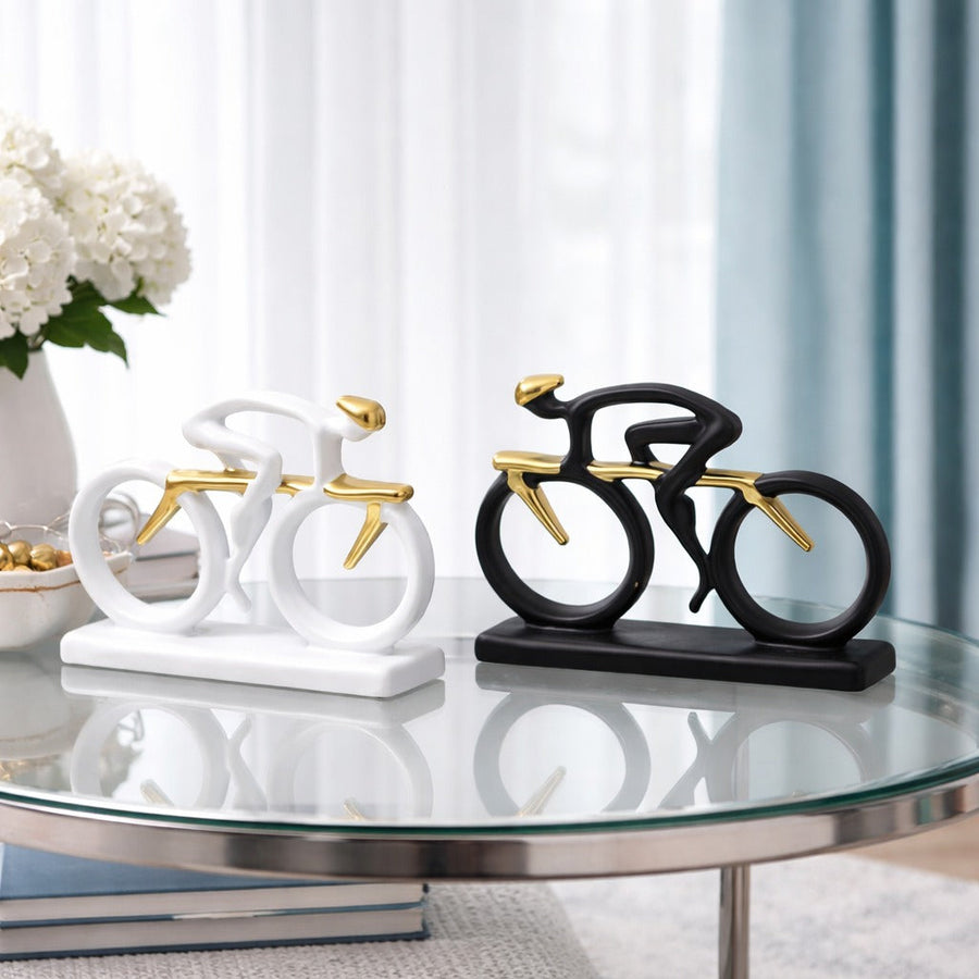 Statueta decorativa Ciclist modern din rasina 20 x 5.5 x 15 cm design premium minimalist