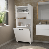 RESIGILAT - Dulap multifunctional pentru baie sau bucatarie, cu spatiu pentru cos de rufe, 60 x 33,8 x 153,6 cm