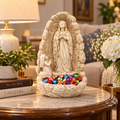 Statuetă Religioasă Fecioara Maria cu Copil în Rugăciune, Rășină Finisată – 19 × 10 cm