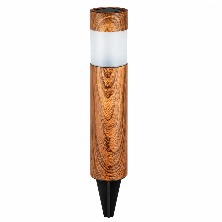 Set 4 Lampi Solare LED pentru Gradina si Alei Aspect Lemn Natural Aprindere Automata - imagine principala