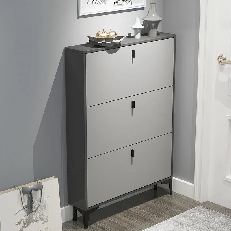 RESIGILAT - Pantofar modern cu 3 Uși – Gri, 50/80 x 17 x 120 cm