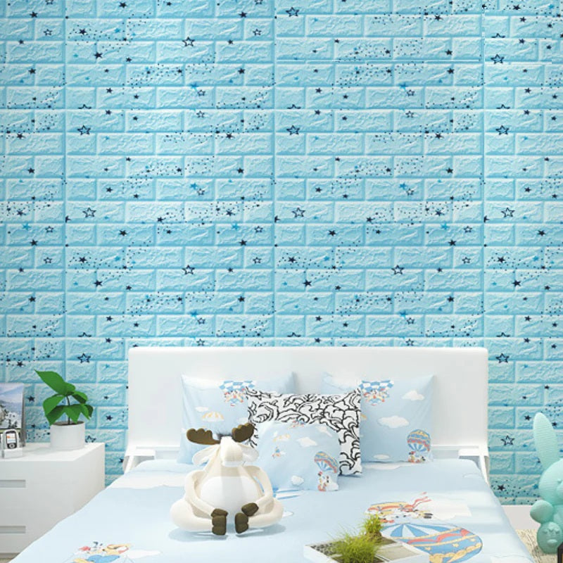 Tapet 3D caramida cu stelute auto-adeziv pentru interior, 70 x 77 cm
