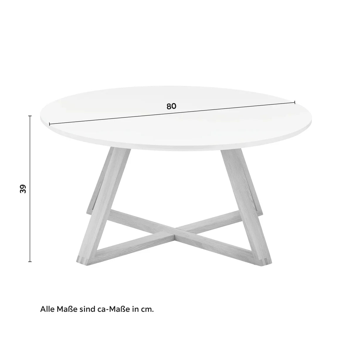 Masuta de cafea alba cu picioare din lemn natural 80x39 cm