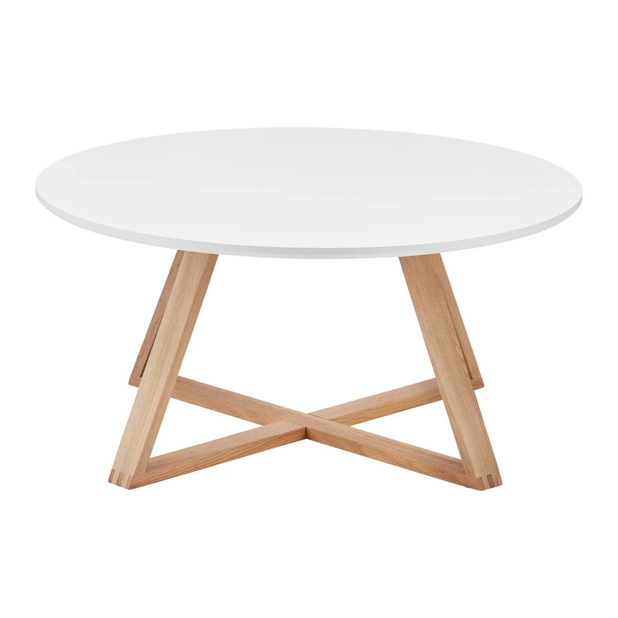 Masuta de cafea alba cu picioare din lemn natural 80x39 cm