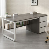 Birou minimalist alb cu rafturi - 160x60x73 cm, ideal pentru spații mici, lucru și studiu - detaliu produs
