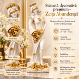 Statuetă Decorativă Premium „Zeița Abundenței”, Alb-Auriu, din Rășină Finisată – 29 × 10 × 10 cm - imagine principala