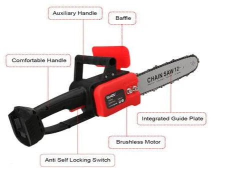 RESIGILAT - Drujba electrica cu lant 12 inch, cu 2 Acumulatori, 48 V, Lithium, 4800rpm, 305mm