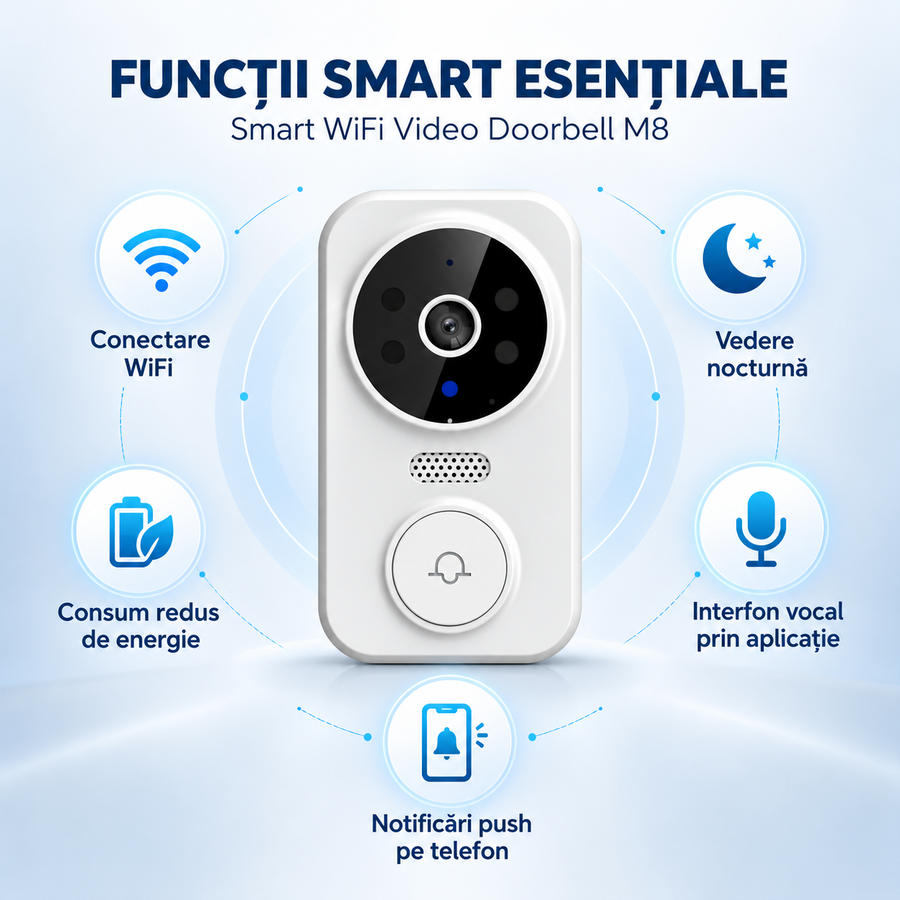 Sonerie interfon wireless inteligenta, camera HD, vedere de noapte - detaliu produs