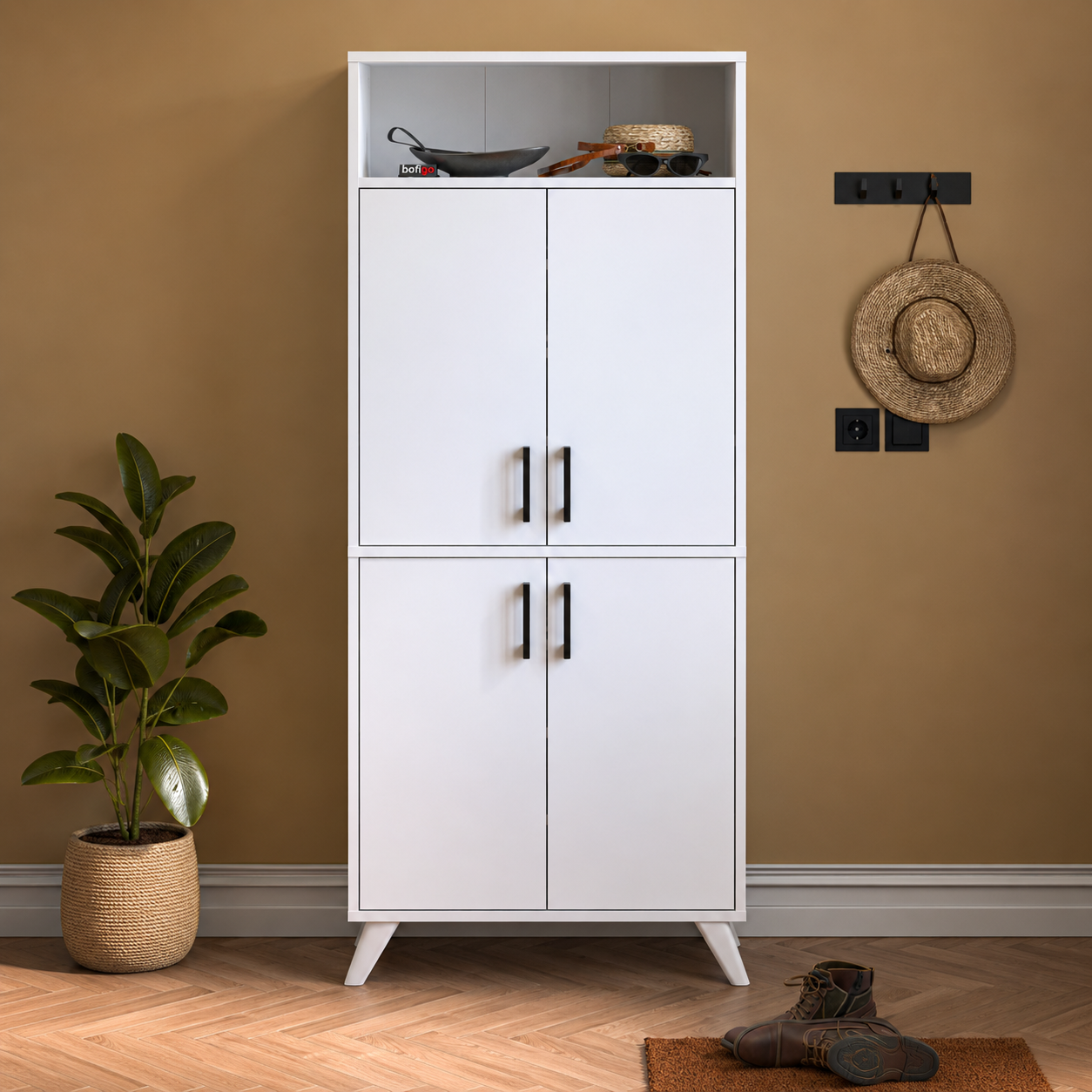 RESIGILAT - Pantofar modern 72x32x170 cm, cu 4 usi si 9 rafturi, pentru hol, intrare sau depozitare incaltaminte