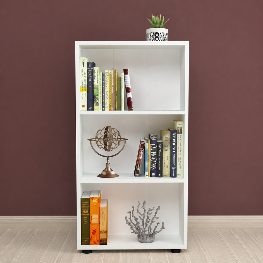 Biblioteca din PAL 55,3x20x106,2 cm, cu 3 rafturi, pentru carti si decoratiuni