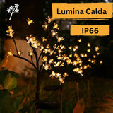 Set 2 Lampi Solare Decorative Ramura cu Flori LED 65cm IP66 Iluminare Calda Automata - detaliu produs