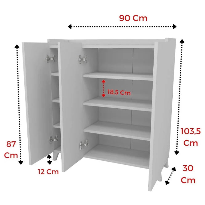 RESIGILAT - Dulap multifunctional cu 3 usi, Design scandinav modern 103.5 x 90 x 30cm