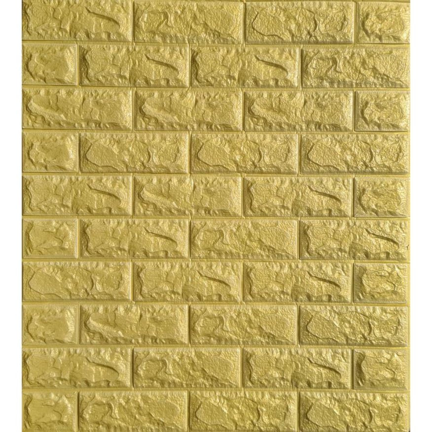 Tapet 3D caramida aurie in relief auto-adeziv pentru interior, 70 x 77 cm