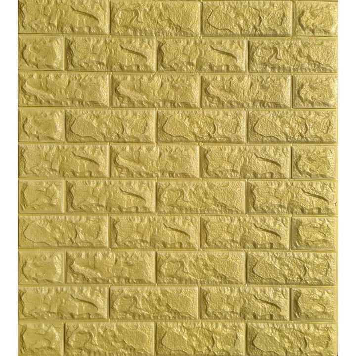 Tapet 3D caramida aurie in relief auto-adeziv pentru interior, 70 x 77 cm