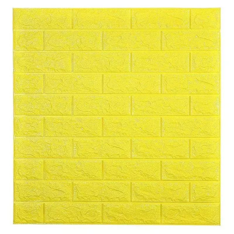 Tapet 3D caramida galbena  auto-adeziv pentru interior, 70 x 77 cm