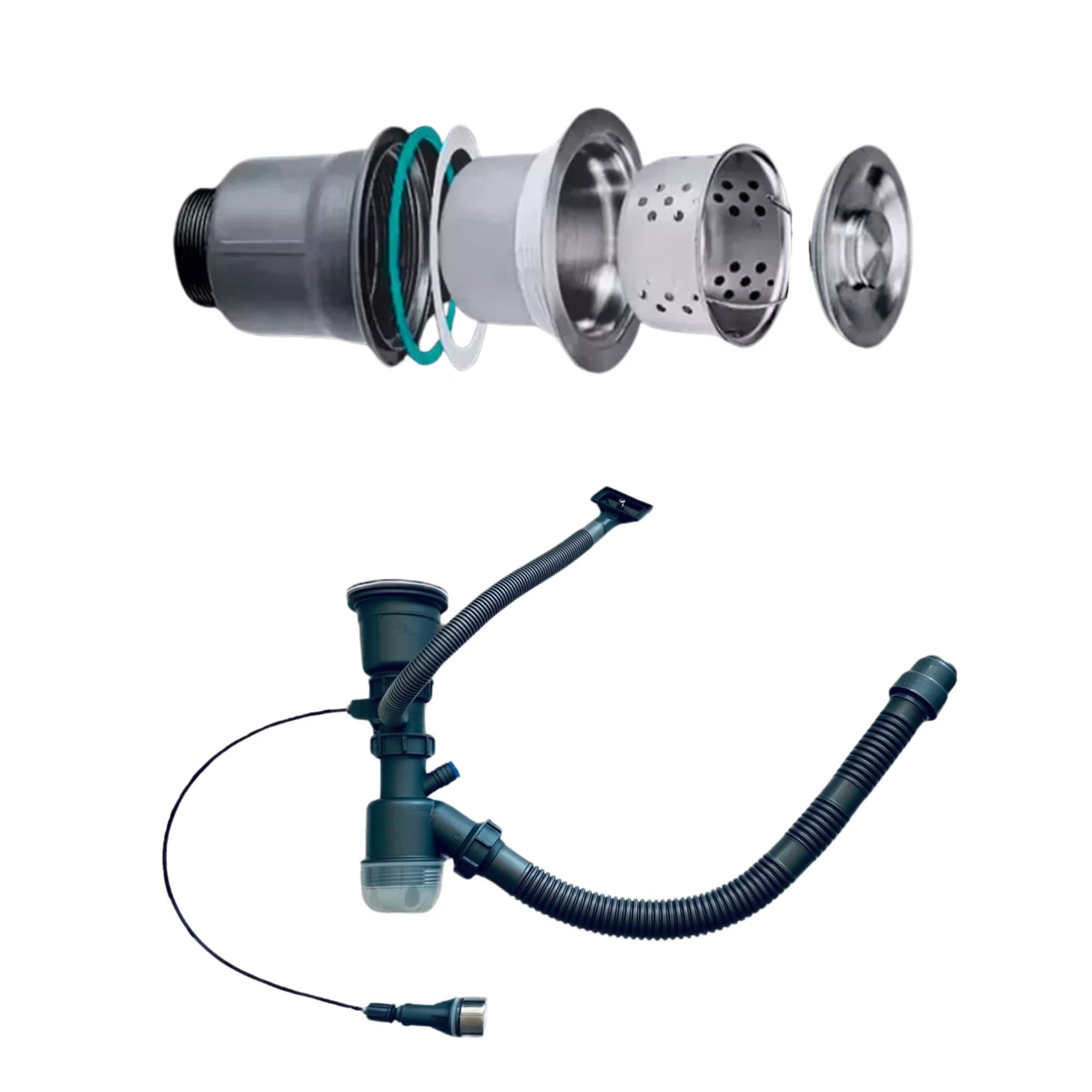 RESIGILAT - Chiuveta multifunctionala cu 2 cascade cu accesorii incluse, afisaj digital a temperaturii si robinet cascada, culoare negru grafit