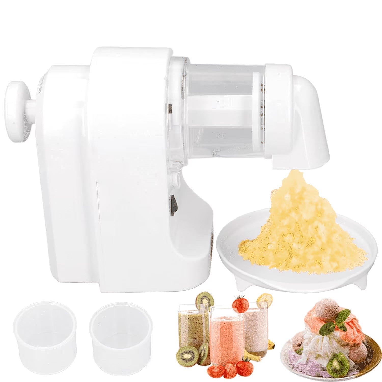 Concasor electric de gheata, 20W, lama din otel inoxidabil, detasabila pentru curatare, incarcare USB, 130x115x180mm, alb