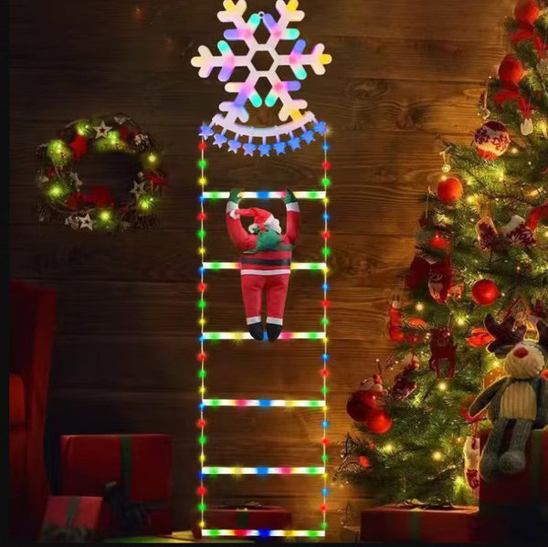 Scara decorativa Mos Craciun cu LED multicolor IP65 pentru interior si exterior 160 x 25 cm